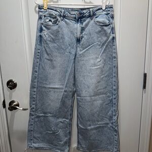 American Eagle Outfitters Light Blue Super High-Rise Baggy Wide Leg Jeans